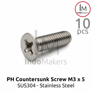 DIN965 Baut PH / JF Countersunk / Plus / Verseng / Stainless M3x5 Isi 10pcs
