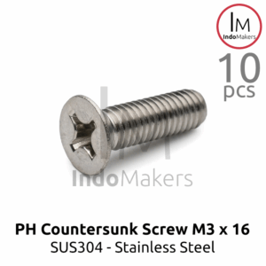 DIN965 Baut PH / JF Countersunk / Plus / Verseng / Stainless M3x16 Isi 10pcs