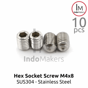 Hex Socket Grub Screw / Baut Tanam Stainless M4 x 8mm Isi 10pcs