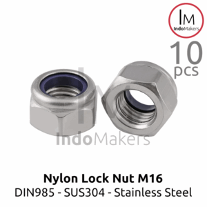 DIN985 Nylon Hex Nut / Mur Nylon Hexa Stainless Steel SUS304 M16 / Kunci 24 Isi 10pcs