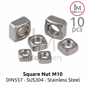 DIN557 Square Nut / Mur Kotak Stainless Steel SUS304 M10 / Kunci 17 Isi 10pcs