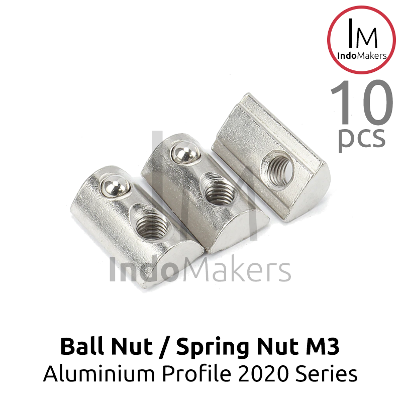 Ball Nut / Spring Nut sliding M3 Aluminium Profile 2020 Series Isi 10pcs - Image 2