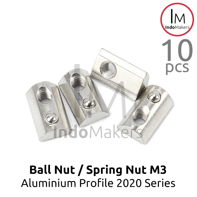 Ball Nut / Spring Nut sliding M3 Aluminium Profile 2020 Series Isi 10pcs - Image 3