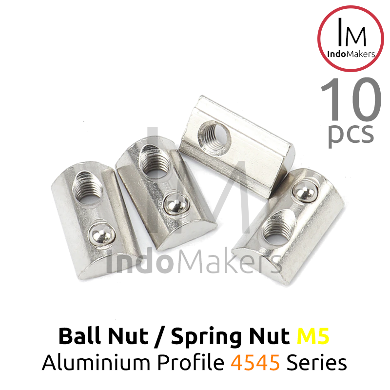 Ball Nut / Spring Nut sliding M5 Aluminium Profile 4545 Series Isi 10pcs - Image 3