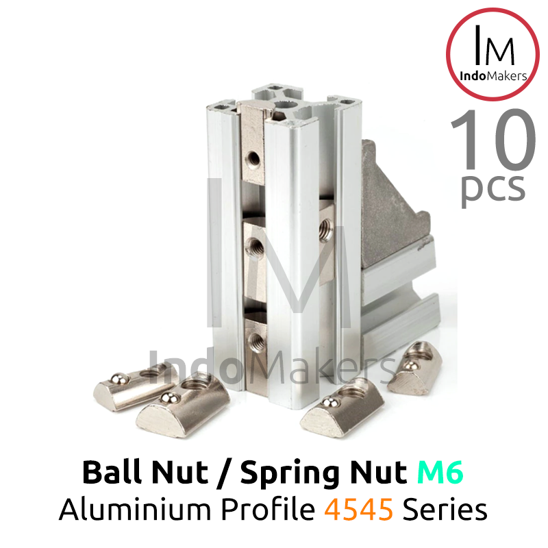Ball Nut / Spring Nut sliding M6 Aluminium Profile 4545 Series Isi 10pcs - Image 4