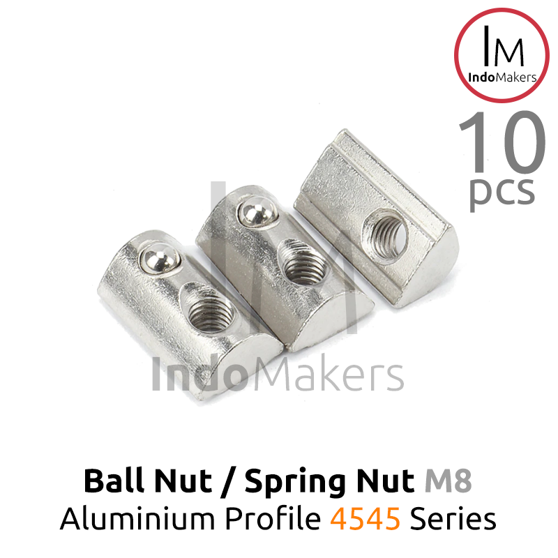 Ball Nut / Spring Nut sliding M8 Aluminium Profile 4545 Series Isi 10pcs - Image 2