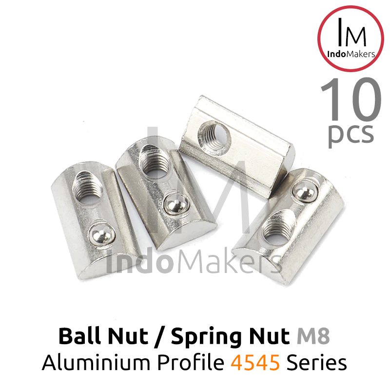 Ball Nut / Spring Nut sliding M8 Aluminium Profile 4545 Series Isi 10pcs - Image 3