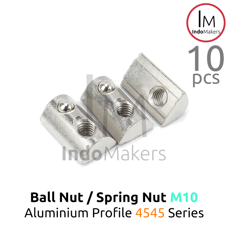 Ball Nut / Spring Nut sliding M10 Aluminium Profile 4545 Series Isi 10pcs - Image 2