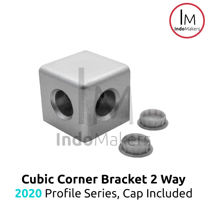 Aluminium Profile Cubic / Cube Corner Bracket With Cap 2020 Silver 2 Ways