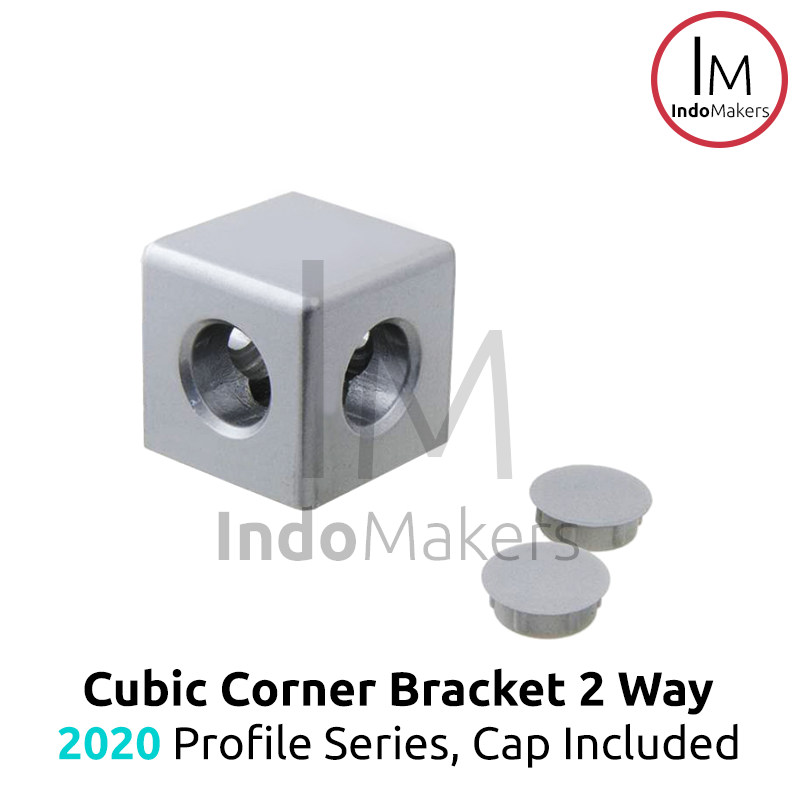 Aluminium Profile Cubic / Cube Corner Bracket With Cap 2020 Silver 2 Ways - Image 2