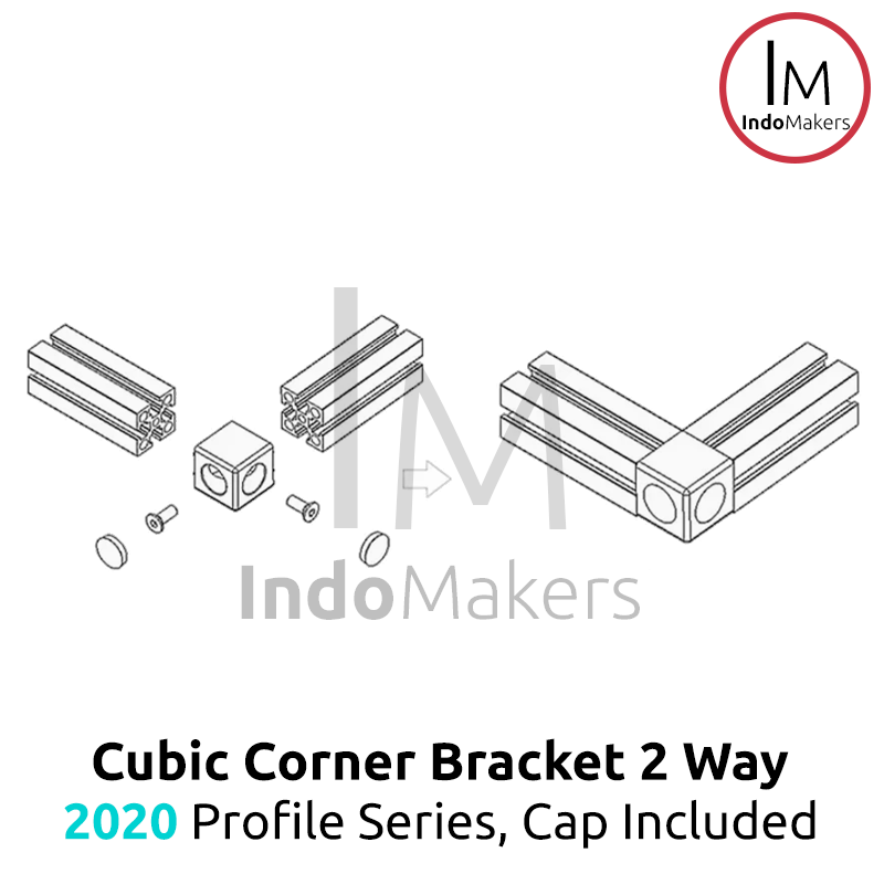Aluminium Profile Cubic / Cube Corner Bracket With Cap 2020 Silver 2 Ways - Image 3