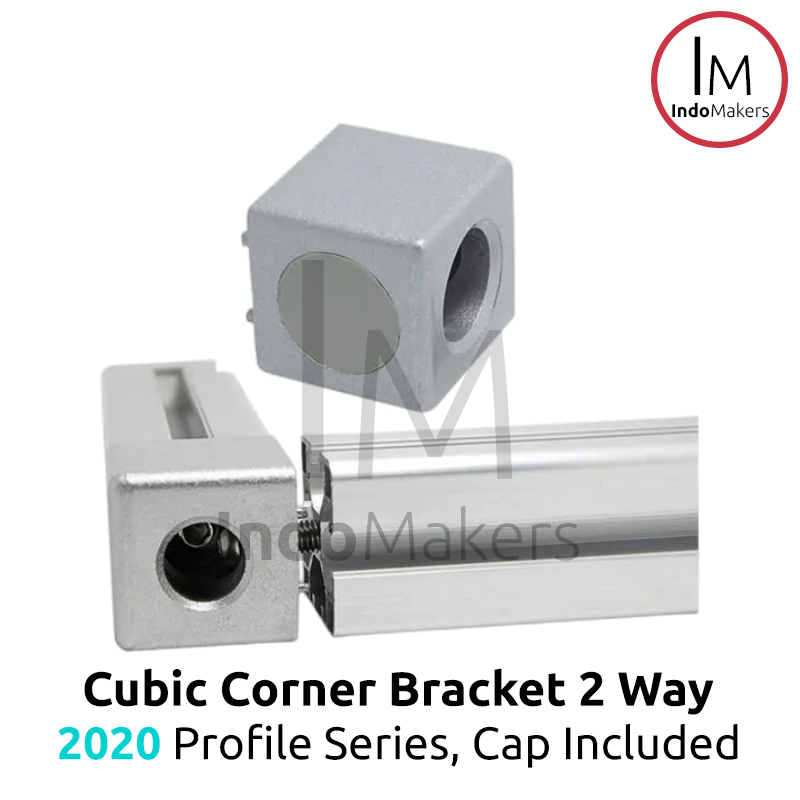 Aluminium Profile Cubic / Cube Corner Bracket With Cap 2020 Silver 2 Ways - Image 4
