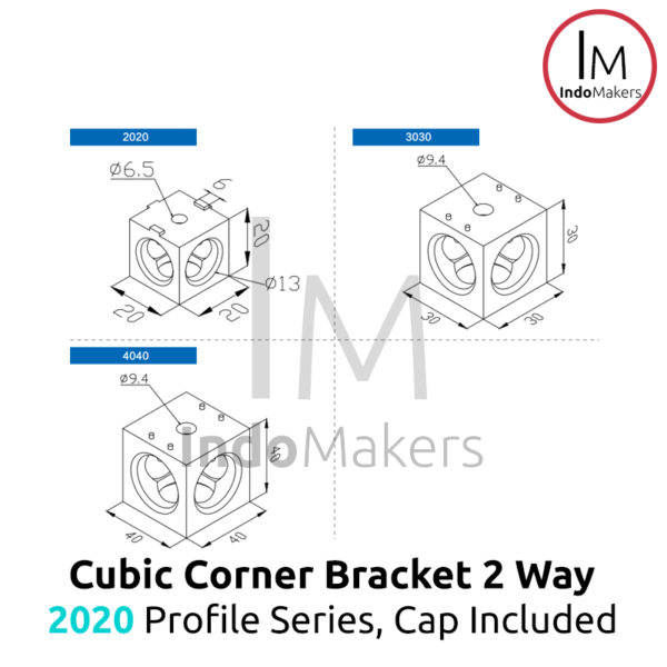 Aluminium Profile Cubic / Cube Corner Bracket With Cap 2020 Silver 2 ...