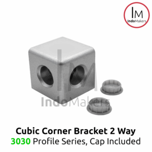 Aluminium Profile Cubic / Cube Corner Bracket With Cap 3030 Silver 2 Ways