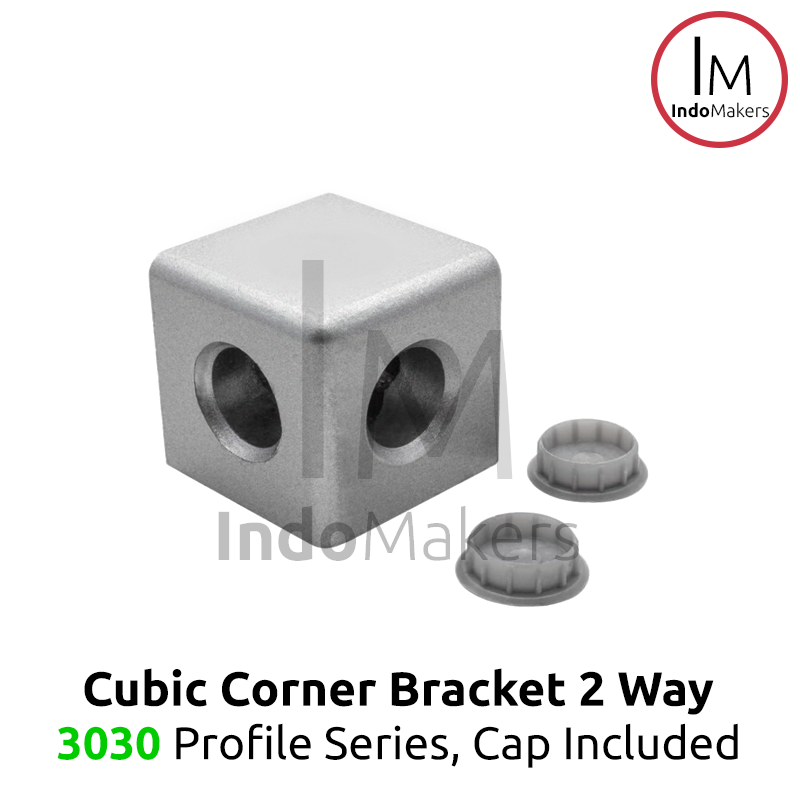 Aluminium Profile Cubic / Cube Corner Bracket With Cap 3030 Silver 2 Ways