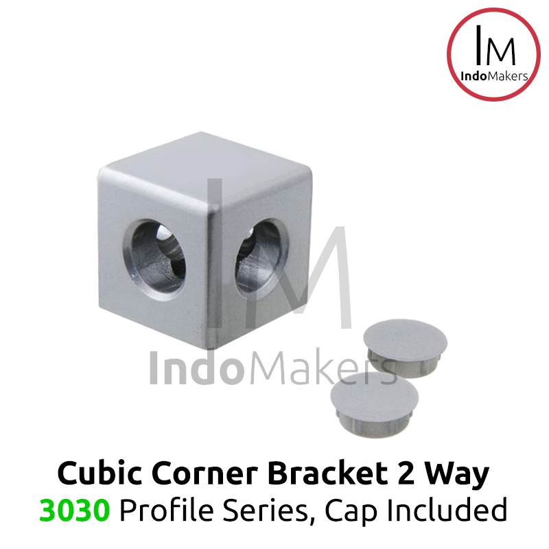 Aluminium Profile Cubic / Cube Corner Bracket With Cap 3030 Silver 2 Ways - Image 2