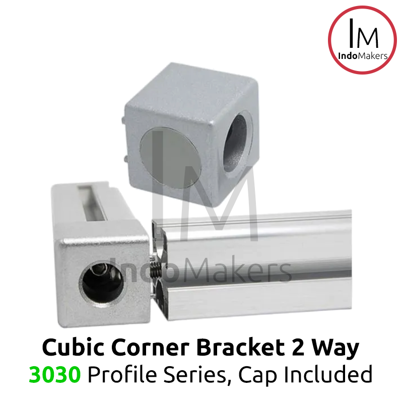 Aluminium Profile Cubic / Cube Corner Bracket With Cap 3030 Silver 2 Ways - Image 4