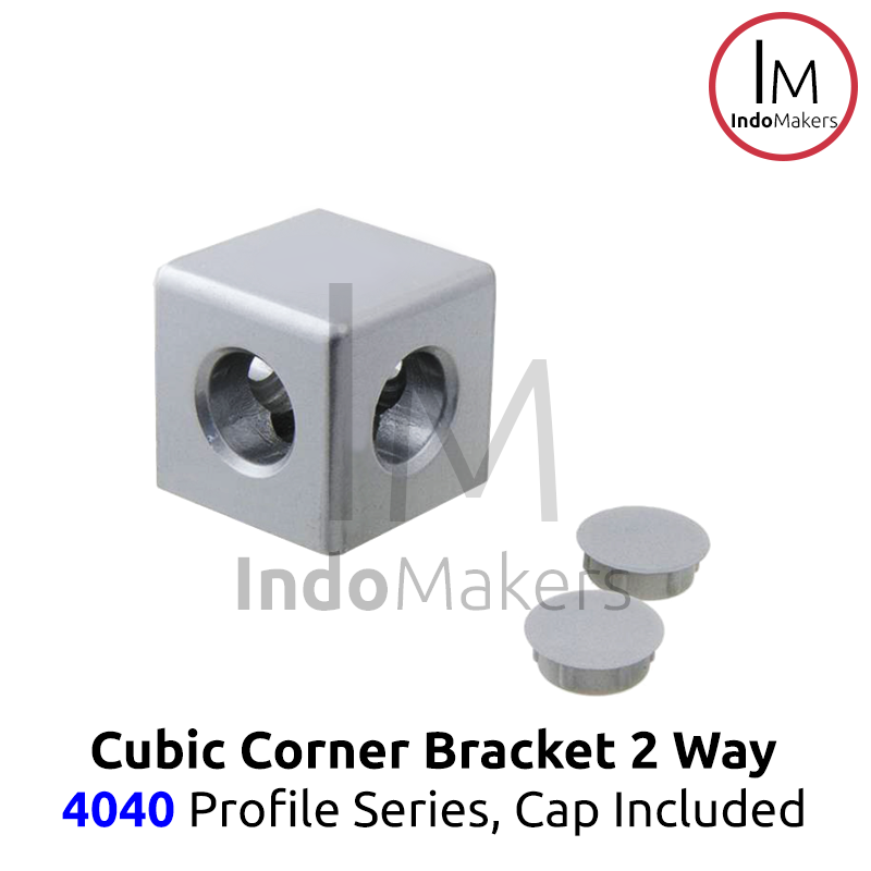 Aluminium Profile Cubic / Cube Corner Bracket With Cap 4040 Silver 2 Ways - Image 2
