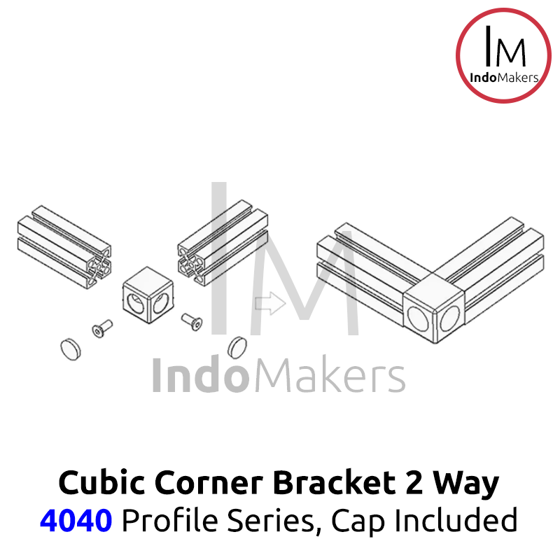 Aluminium Profile Cubic / Cube Corner Bracket With Cap 4040 Silver 2 Ways - Image 3