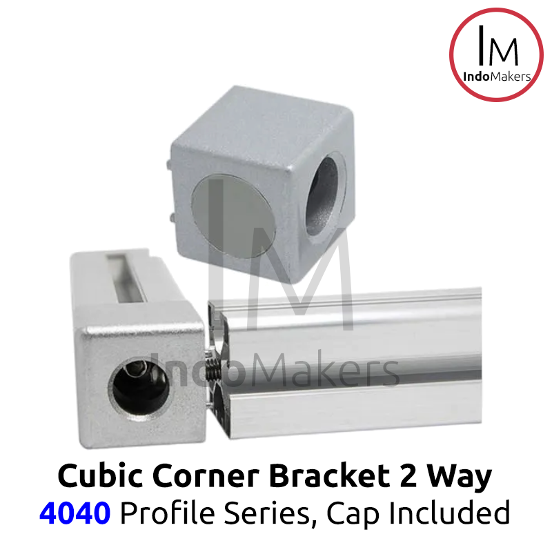 Aluminium Profile Cubic / Cube Corner Bracket With Cap 4040 Silver 2 Ways - Image 4
