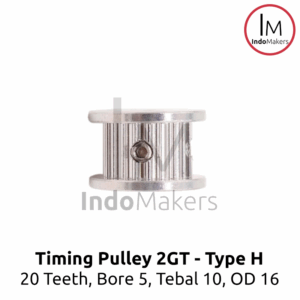 Timing Pulley GT-2 M6 H-Type 20 Teeth, Bore 5, Belt 6mm