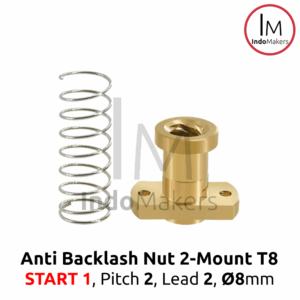 3D Printer Leadscrew 8mm 1-Start Anti Backlash Spring Nut 2-Mount
