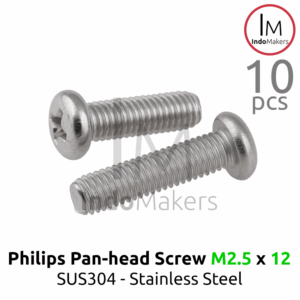 DIN7985 Philips Panhead Screw / Baut Plus Stainless Steel M2.5 x 12 Isi 10 pcs