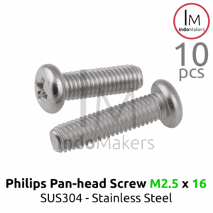 DIN7985 Philips Panhead Screw / Baut Plus Stainless Steel M2.5 x 16 Isi 10 pcs