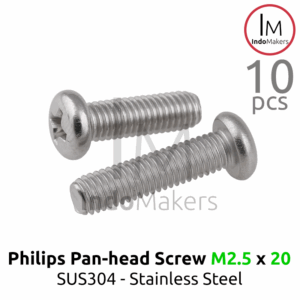 DIN7985 Philips Panhead Screw / Baut Plus Stainless Steel M2.5 x 20 Isi 10 pcs