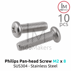 DIN7985 Philips Panhead Screw / Baut Plus Stainless Steel M2 x 8 Isi 10 pcs