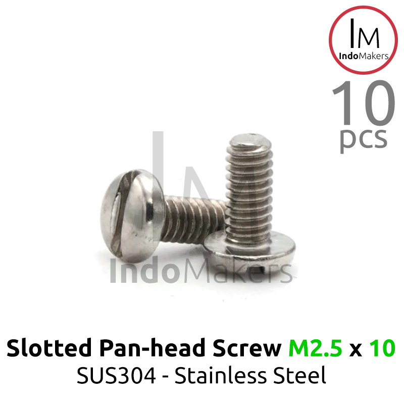 Slotted Panhead Screw / Baut Minus Stainless Steel M2.5 x 10 Isi 10 pcs - Image 2