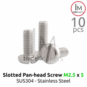 Slotted Panhead Screw / Baut Minus Stainless Steel M2.5 x 5 Isi 10 pcs