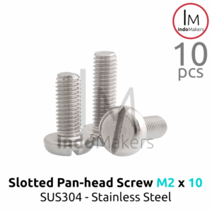 Slotted Panhead Screw / Baut Minus Stainless Steel M2 x 10 Isi 10 pcs