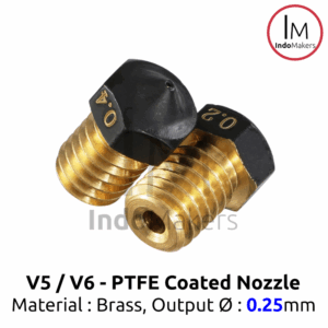 PTFE Teflon Coated V6 Brass 3D Printer Nozzle 0.25mm 1.75mm Filament