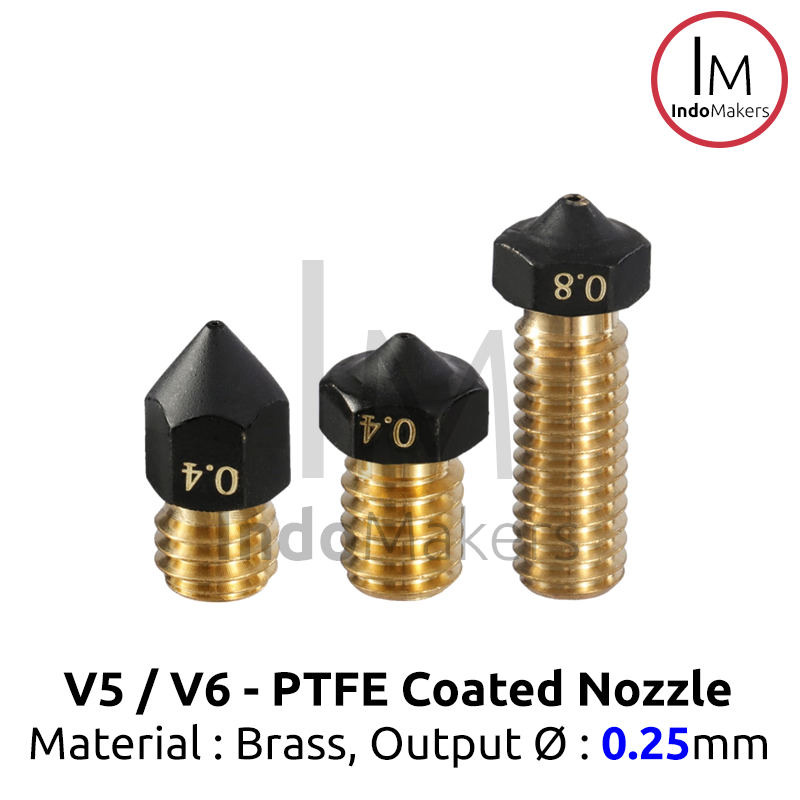 PTFE Teflon Coated V6 Brass 3D Printer Nozzle 0.25mm 1.75mm Filament - Image 4