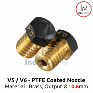 PTFE Teflon Coated V6 Brass 3D Printer Nozzle 0.6mm 1.75mm Filament